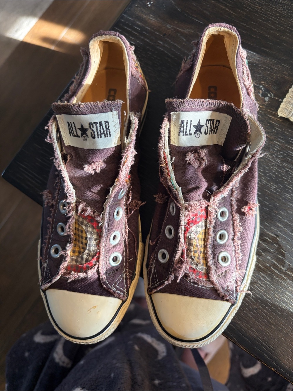 Converse Frayed Canvas Low-Top Sneakers - Mauve with Cream Toe